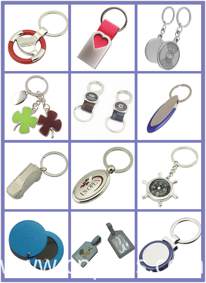 Rectangle Logo Silver Blue Metal Promotion Keychain with Plastic (F1002C)